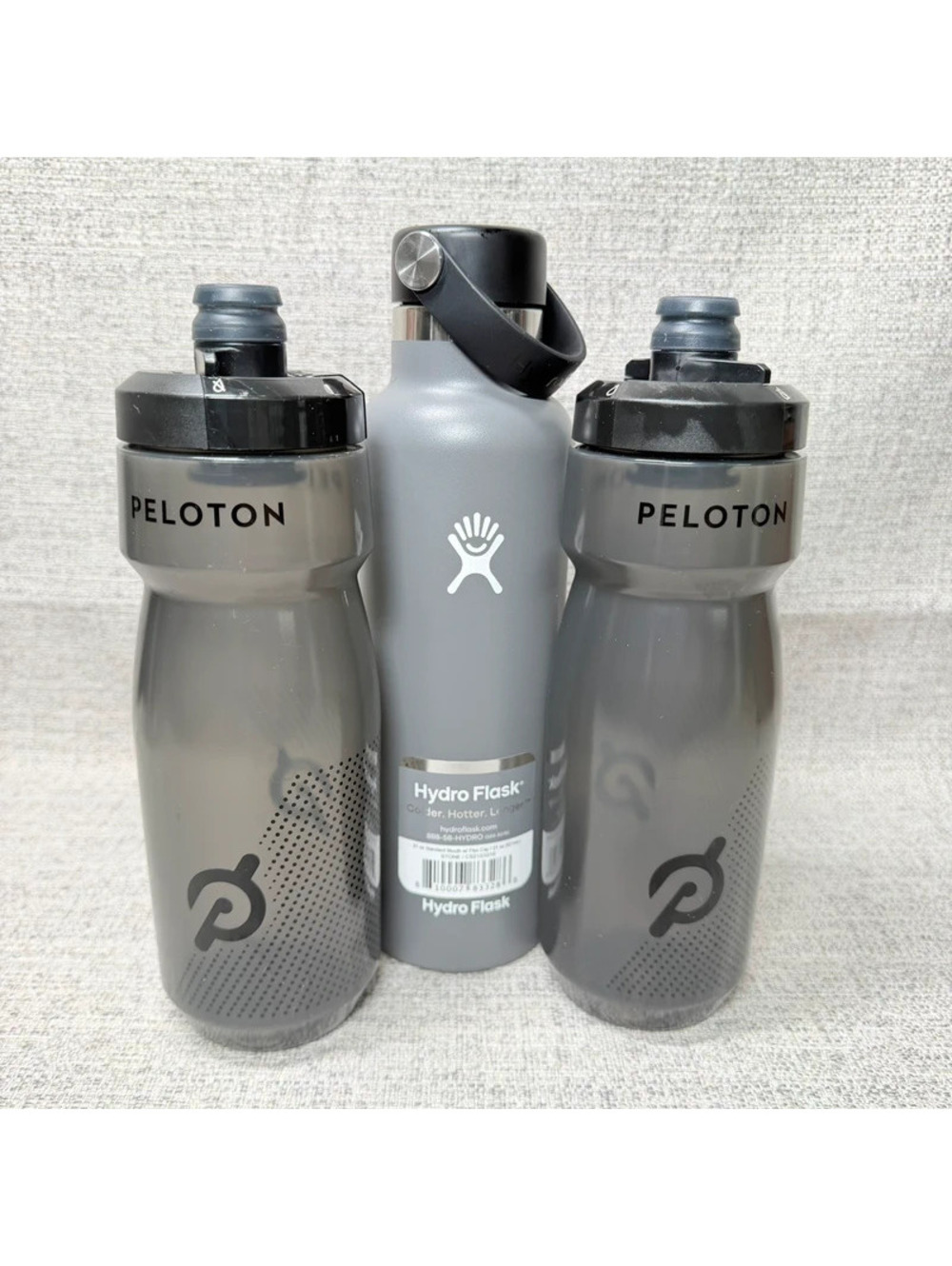 Peloton CamelBak Water Bottles 2x + Hydro Flask 21 oz Gray Fitness Bottle Lot